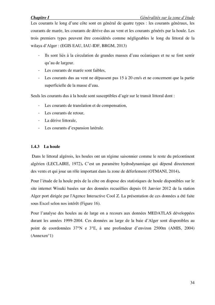 Etude de faisabilité de rechargement artificiel des plages de la côte Ouest-Algéroise