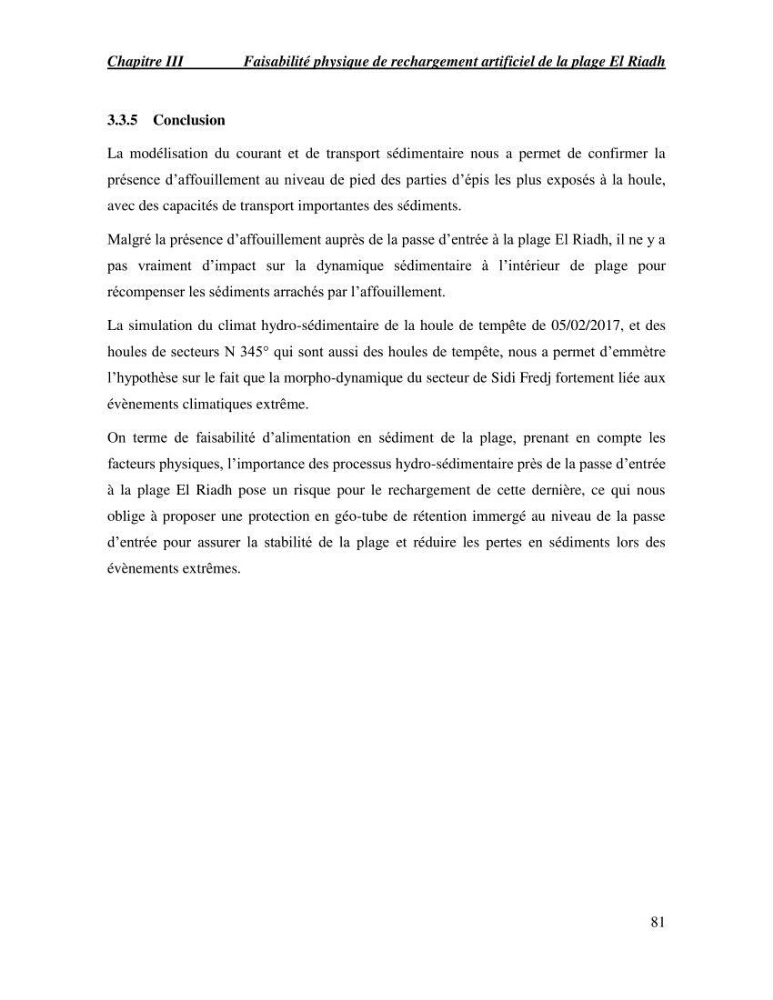 Etude de faisabilité de rechargement artificiel des plages de la côte Ouest-Algéroise