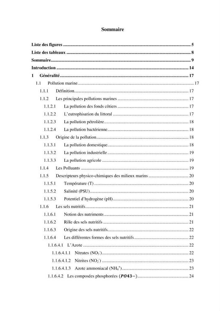 Les paramètres physico-chimiques et les sels nutritifs dans les eaux côtières Algéroises ( Baie d\'Alger, la baie de Bou-Ismail