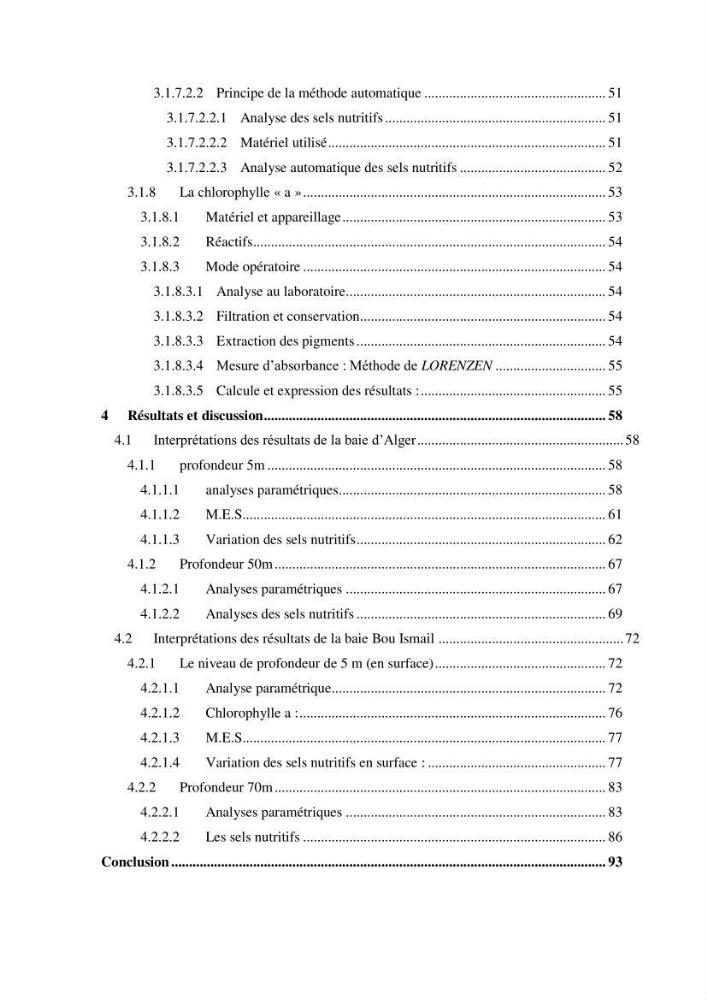 Les paramètres physico-chimiques et les sels nutritifs dans les eaux côtières Algéroises ( Baie d\'Alger, la baie de Bou-Ismail