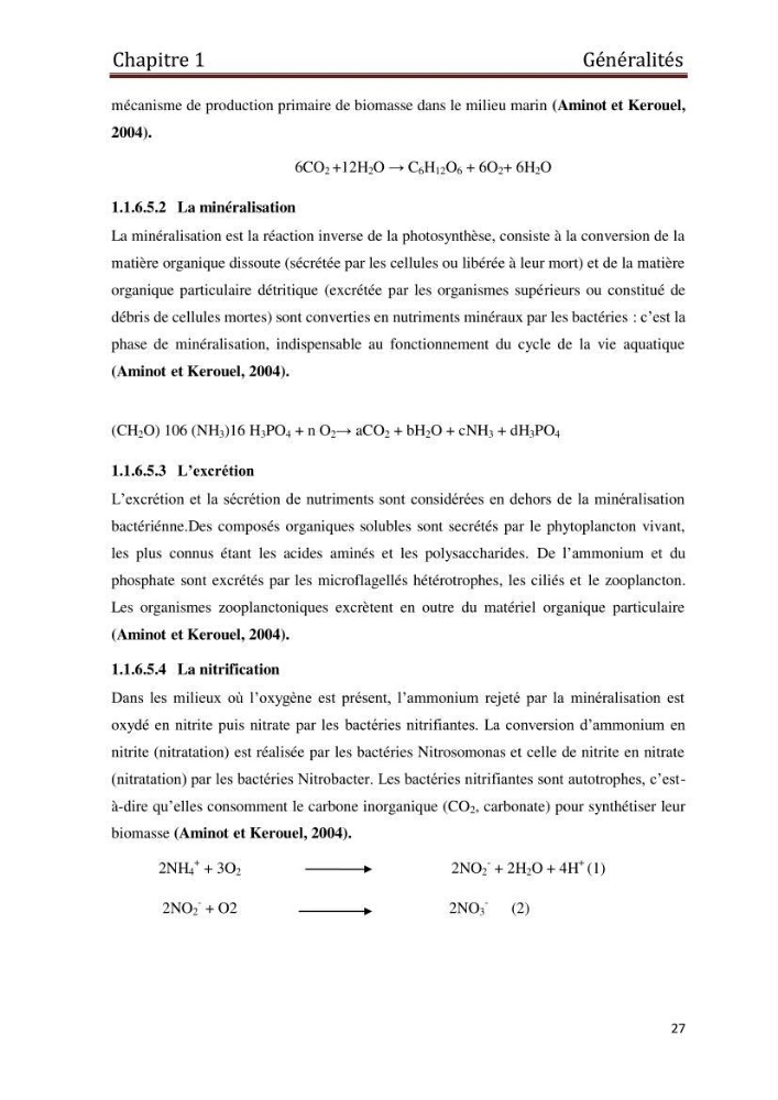 Les paramètres physico-chimiques et les sels nutritifs dans les eaux côtières Algéroises ( Baie d\'Alger, la baie de Bou-Ismail