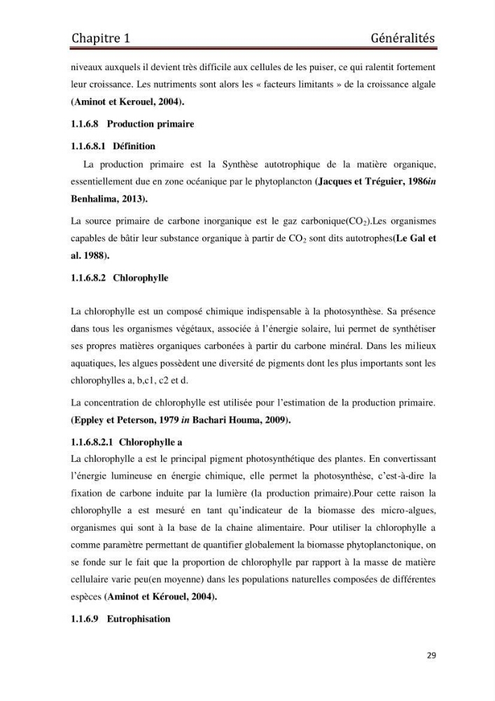 Les paramètres physico-chimiques et les sels nutritifs dans les eaux côtières Algéroises ( Baie d\'Alger, la baie de Bou-Ismail