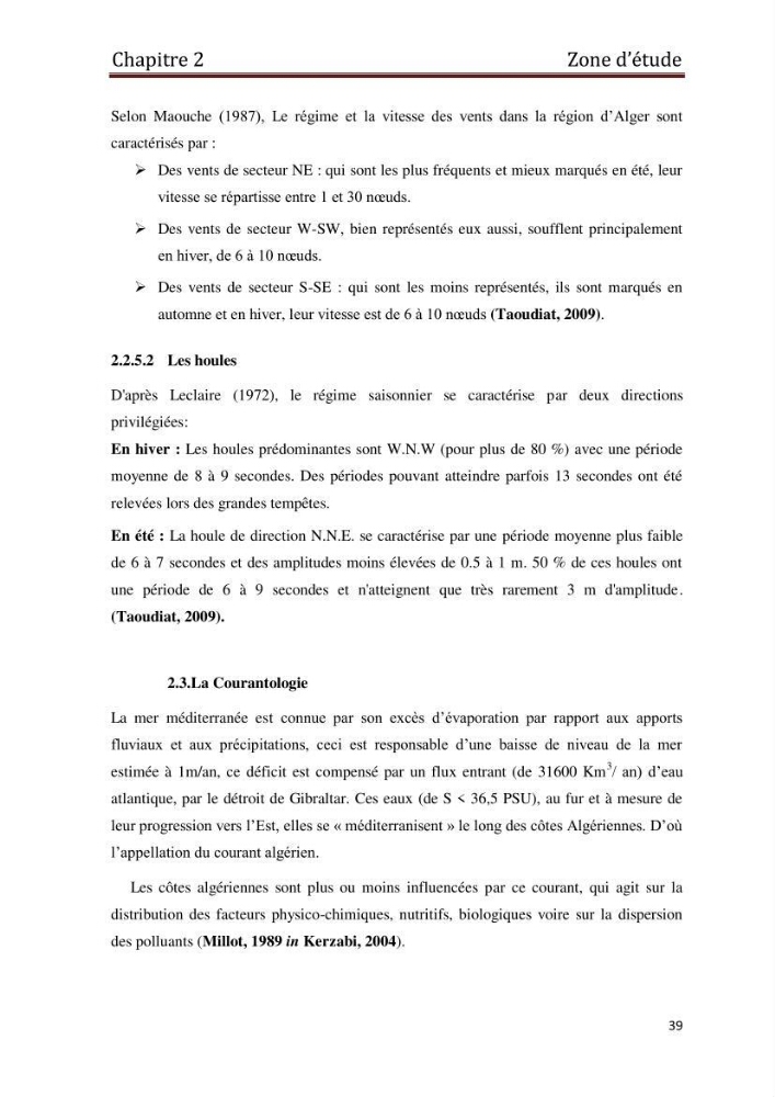 Les paramètres physico-chimiques et les sels nutritifs dans les eaux côtières Algéroises ( Baie d\'Alger, la baie de Bou-Ismail