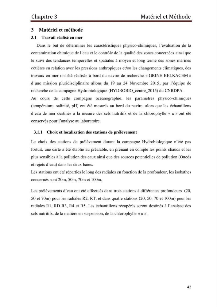Les paramètres physico-chimiques et les sels nutritifs dans les eaux côtières Algéroises ( Baie d\'Alger, la baie de Bou-Ismail