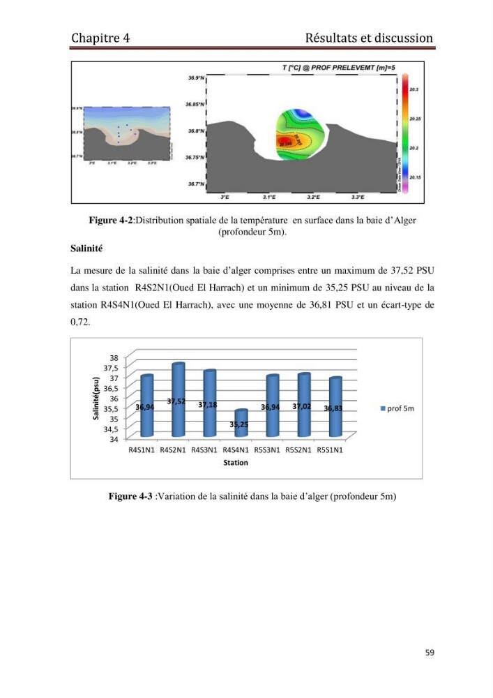 Les paramètres physico-chimiques et les sels nutritifs dans les eaux côtières Algéroises ( Baie d\'Alger, la baie de Bou-Ismail