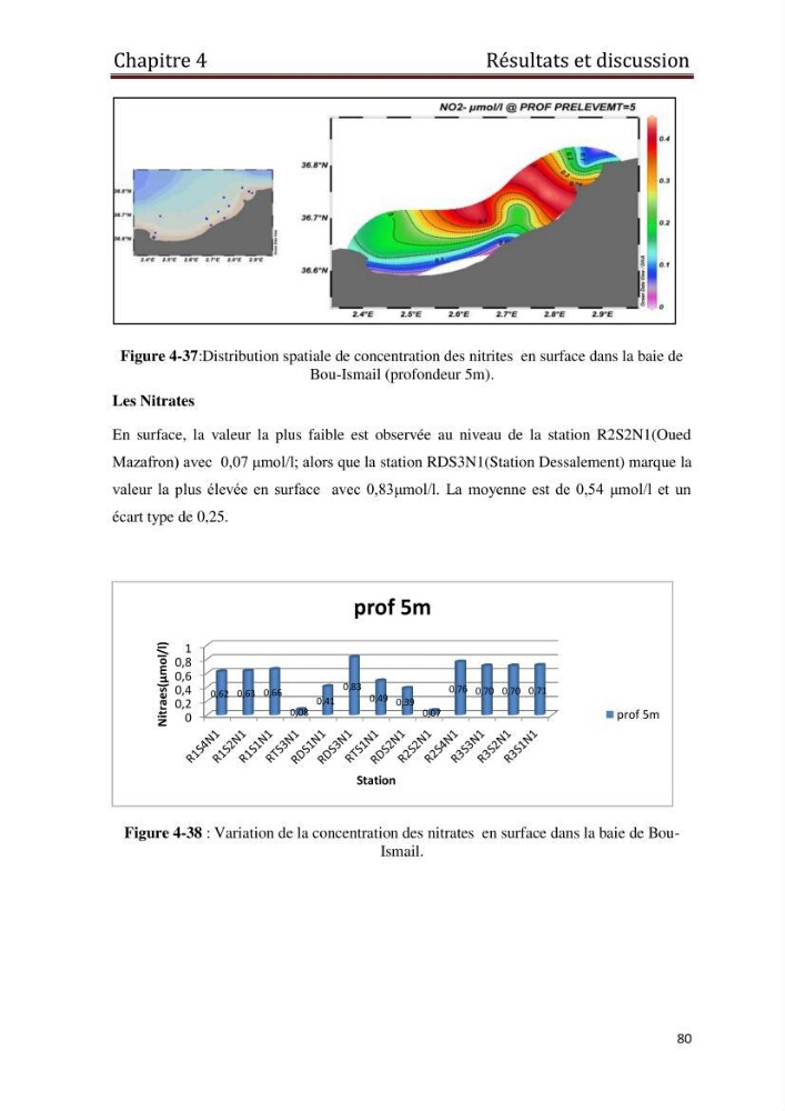Les paramètres physico-chimiques et les sels nutritifs dans les eaux côtières Algéroises ( Baie d\'Alger, la baie de Bou-Ismail
