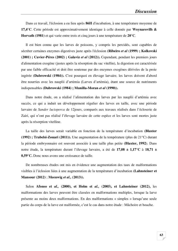 Contribution à la reproduction semi-contrôlée et à l’élevage larvaire d’une espèce carnassière d’eau douce : Cas de Sander lucioperca