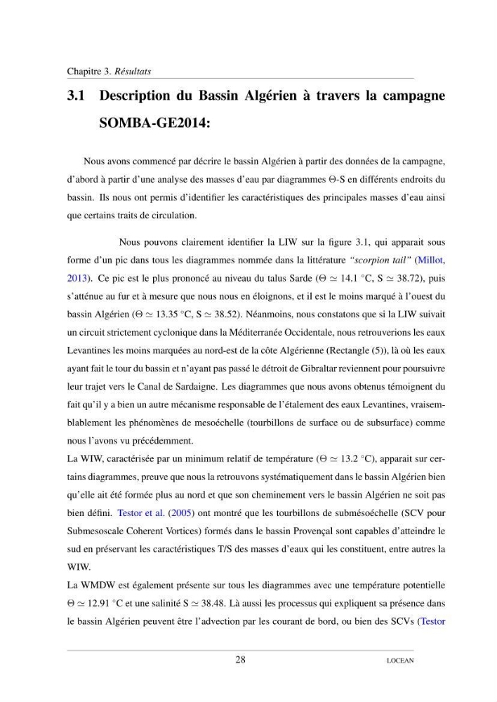Hydrologie et circulation océanique dans le bassin Algerien