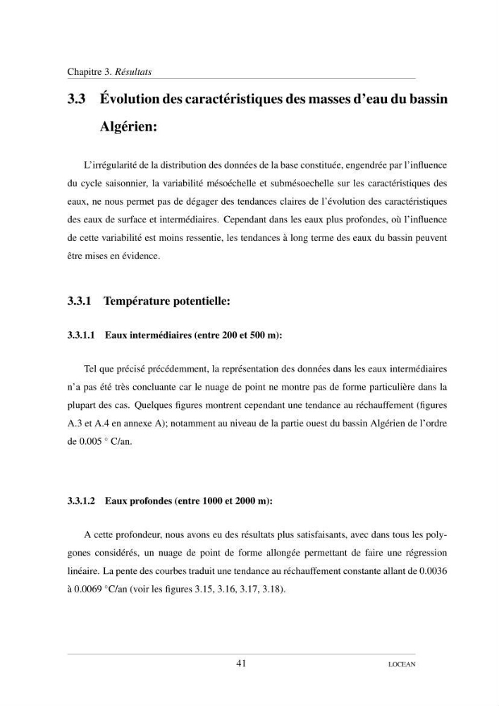 Hydrologie et circulation océanique dans le bassin Algerien