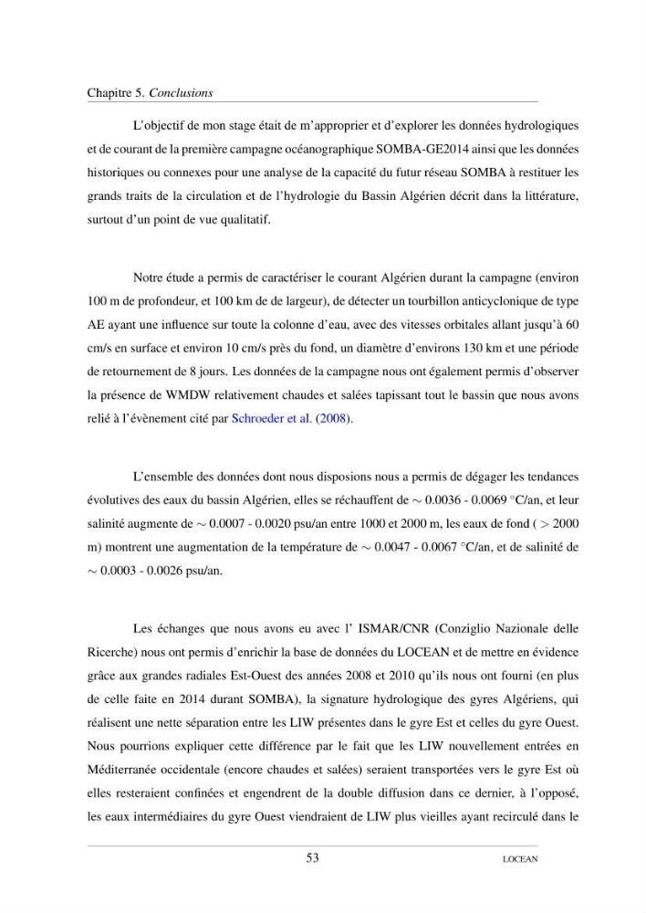Hydrologie et circulation océanique dans le bassin Algerien