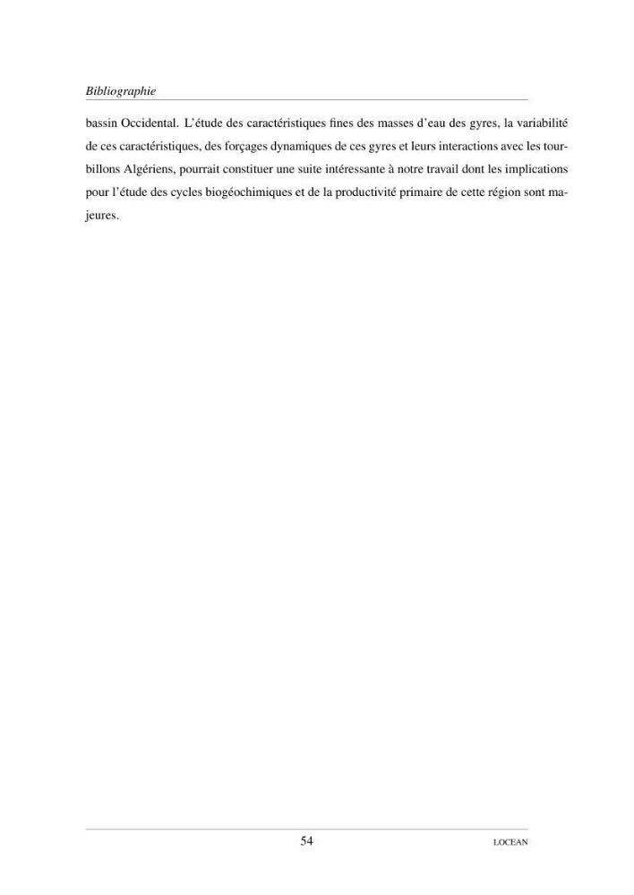 Hydrologie et circulation océanique dans le bassin Algerien