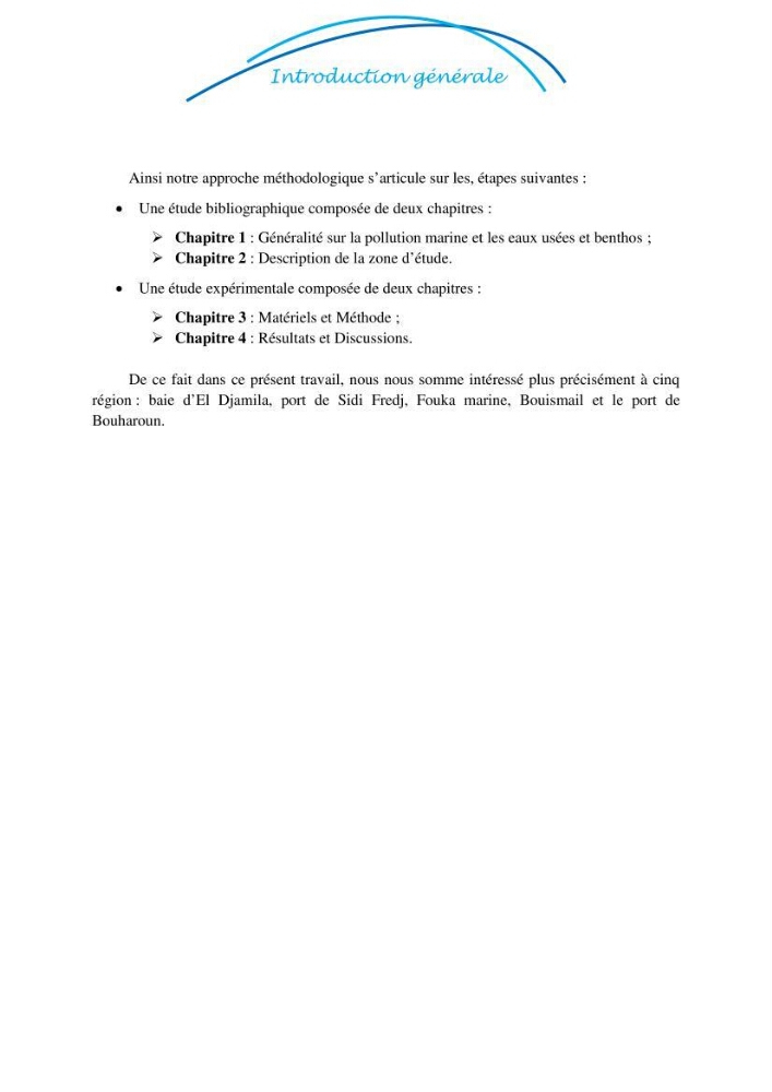Impact des eaux usées et des embouchures des oueds sur la qualité des eaux de la baie de BouIsmail