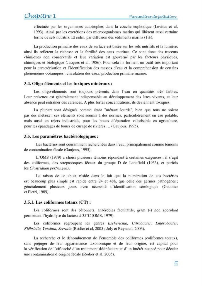 Impact des eaux usées et des embouchures des oueds sur la qualité des eaux de la baie de BouIsmail