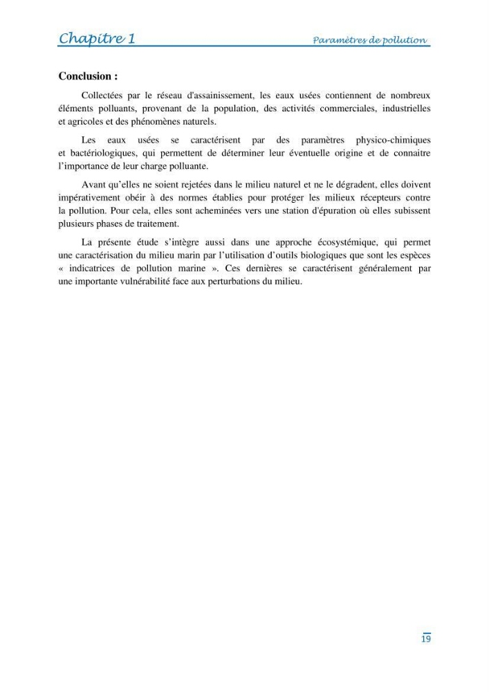 Impact des eaux usées et des embouchures des oueds sur la qualité des eaux de la baie de BouIsmail