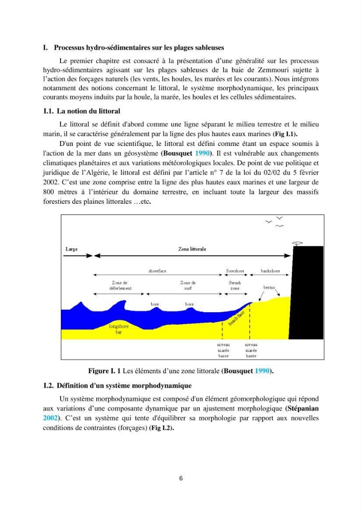 processus mis en Jeu dans l\'évolution Miorpho-dynamique de la baie zemmouri: Modélisation Hydro-Sédimentaire et cinématique du trait de Côte.