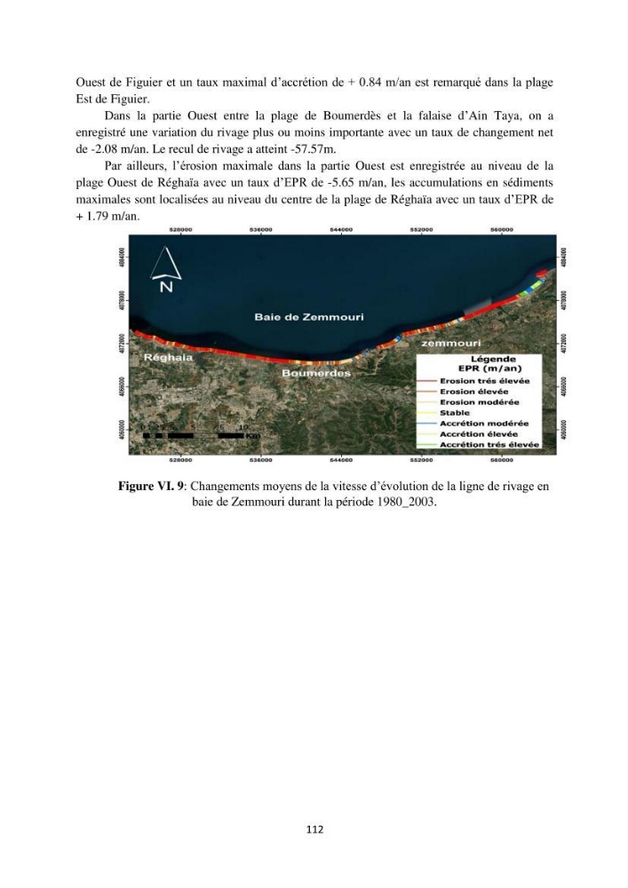 processus mis en Jeu dans l\'évolution Miorpho-dynamique de la baie zemmouri: Modélisation Hydro-Sédimentaire et cinématique du trait de Côte.