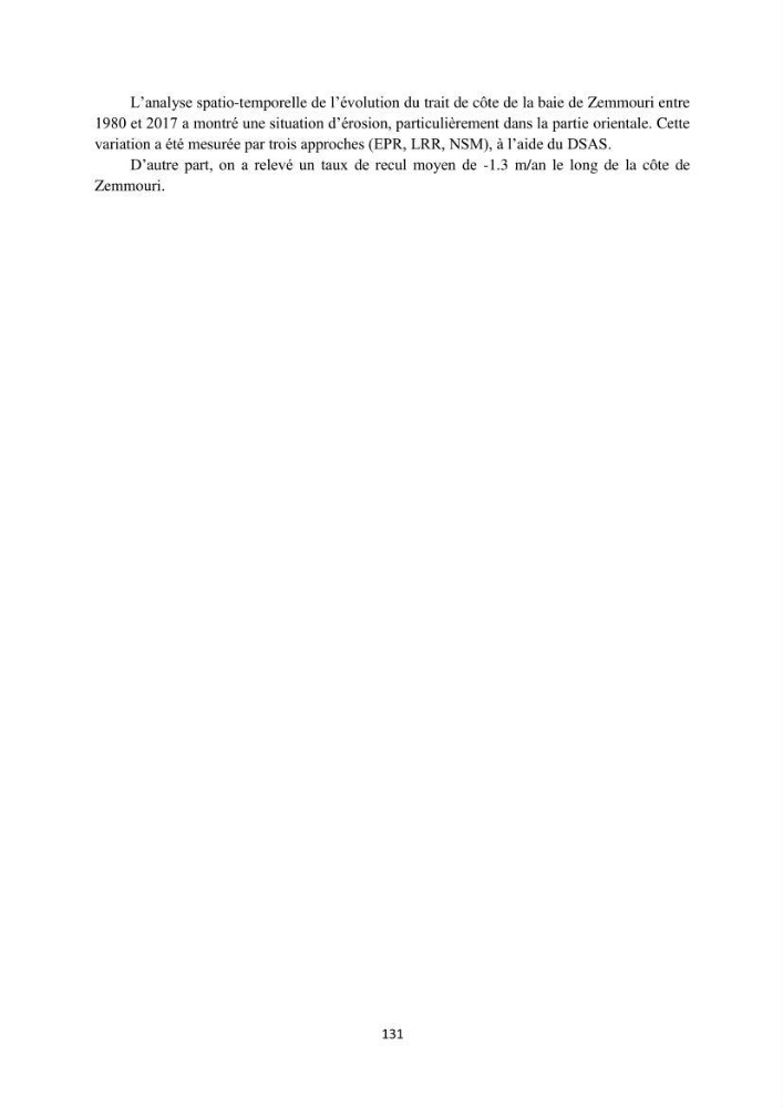 processus mis en Jeu dans l\'évolution Miorpho-dynamique de la baie zemmouri: Modélisation Hydro-Sédimentaire et cinématique du trait de Côte.