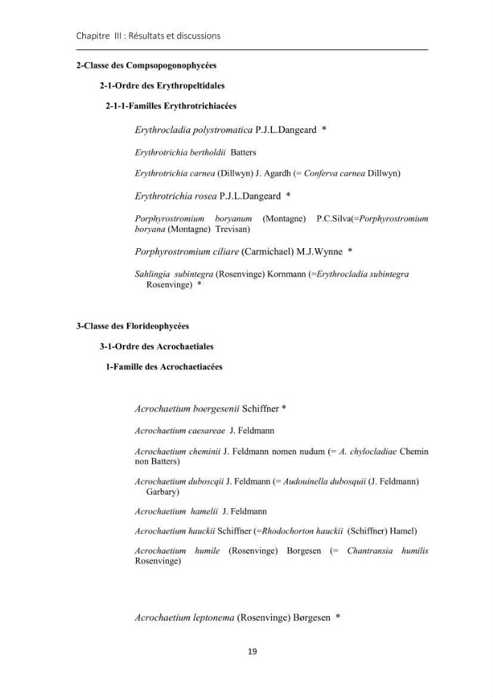 Actualisation de l\'inventaire des Rhodobiontes des côtes Algériennes et mise en évidence des éspèces à intérêt aquacole