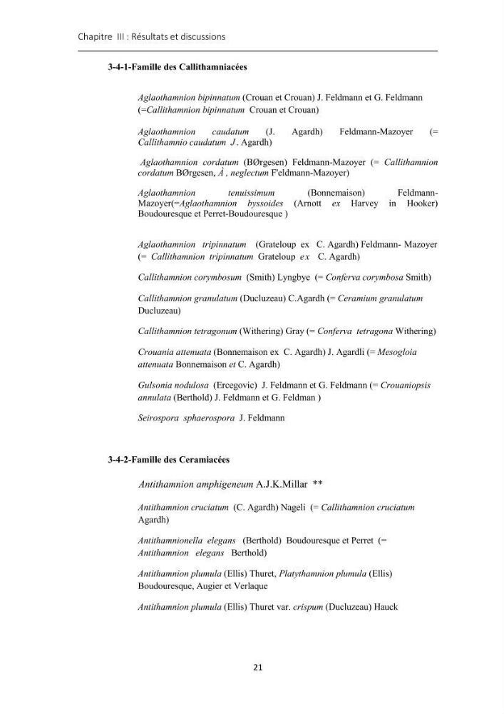 Actualisation de l\'inventaire des Rhodobiontes des côtes Algériennes et mise en évidence des éspèces à intérêt aquacole