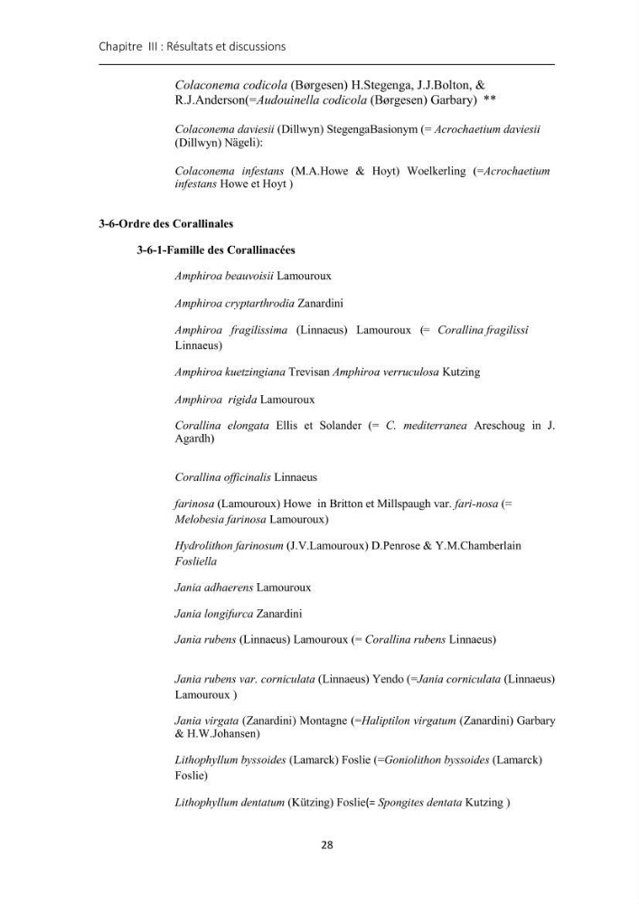Actualisation de l\'inventaire des Rhodobiontes des côtes Algériennes et mise en évidence des éspèces à intérêt aquacole