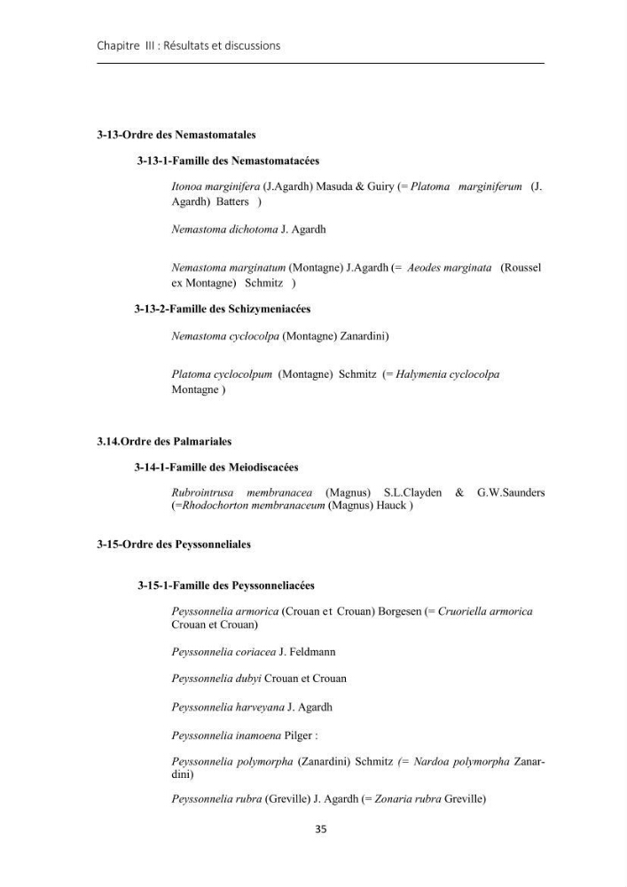 Actualisation de l\'inventaire des Rhodobiontes des côtes Algériennes et mise en évidence des éspèces à intérêt aquacole