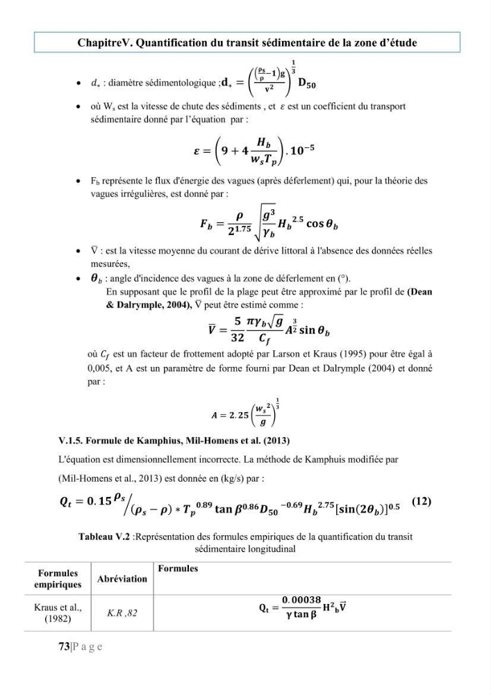 Quantification de transit sédimentaire longitudinal de la région Est de la Baie d’Alger
