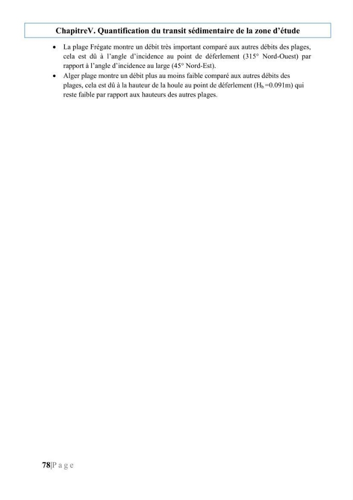 Quantification de transit sédimentaire longitudinal de la région Est de la Baie d’Alger