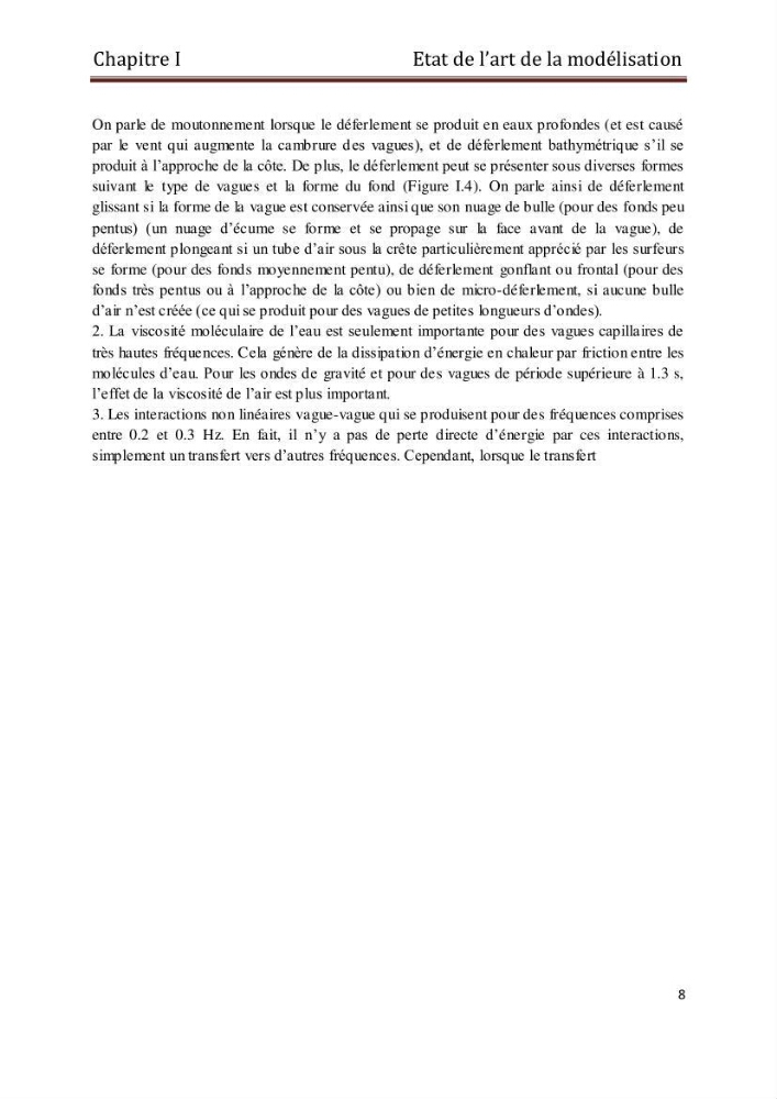 Etat de l\'art sur la modélisation des vagues dans la zone située en dehors de la zone de déferlement