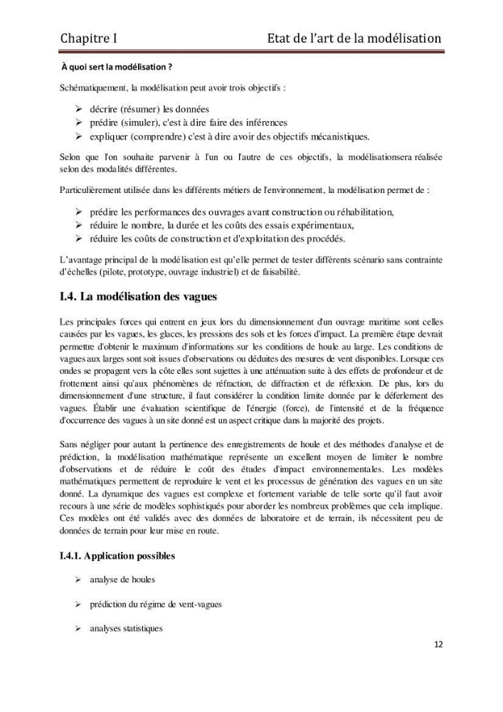 Etat de l\'art sur la modélisation des vagues dans la zone située en dehors de la zone de déferlement