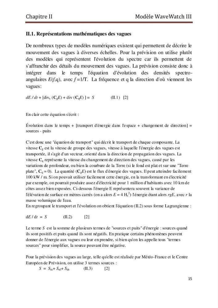 Etat de l\'art sur la modélisation des vagues dans la zone située en dehors de la zone de déferlement