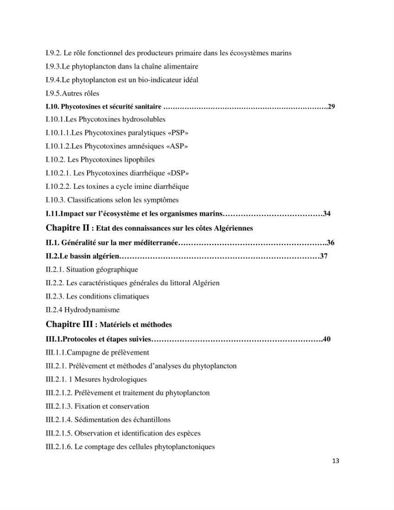 Dynamique et diversité du phytoplancton de la côte Algérienne