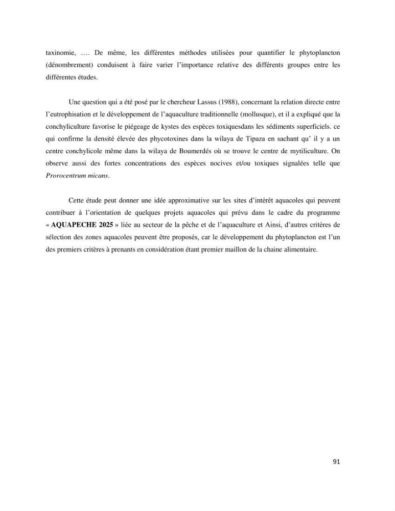 Dynamique et diversité du phytoplancton de la côte Algérienne