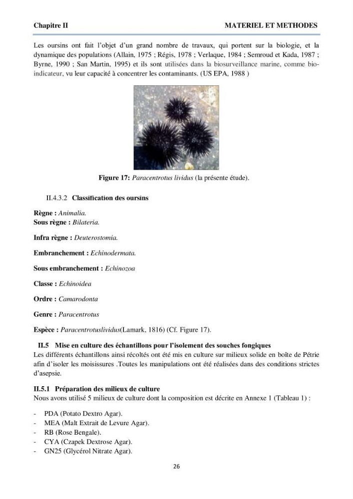 Détermination et criblage de la flore fongique potentiellement toxinogène du port d’Alger et de la ferme aquacole « Cultmare » de Tipaza :test de toxicité sur les larves d’Artémie