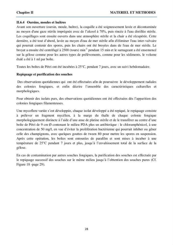 Détermination et criblage de la flore fongique potentiellement toxinogène du port d’Alger et de la ferme aquacole « Cultmare » de Tipaza :test de toxicité sur les larves d’Artémie