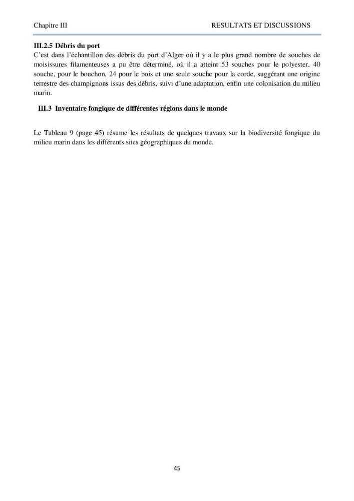Détermination et criblage de la flore fongique potentiellement toxinogène du port d’Alger et de la ferme aquacole « Cultmare » de Tipaza :test de toxicité sur les larves d’Artémie