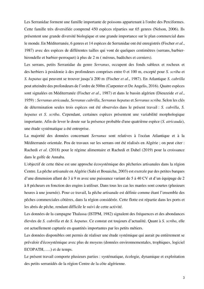 Approche écosystémique de la pêcherie artisanale de la baie de Bou Ismail : cas des serrans (Osteichthyens, Serranidae)