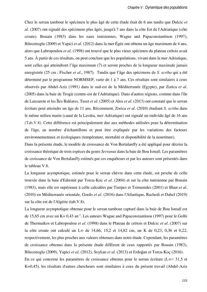 Approche écosystémique de la pêcherie artisanale de la baie de Bou Ismail : cas des serrans (Osteichthyens, Serranidae)