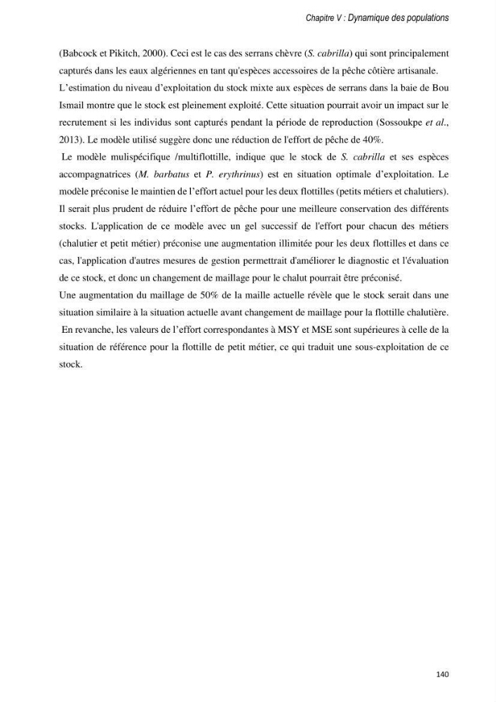 Approche écosystémique de la pêcherie artisanale de la baie de Bou Ismail : cas des serrans (Osteichthyens, Serranidae)