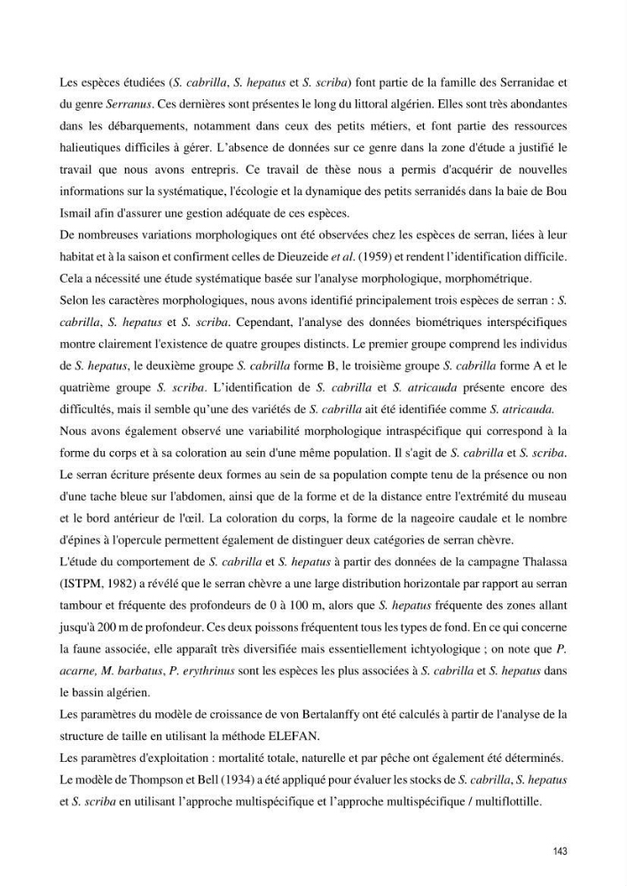 Approche écosystémique de la pêcherie artisanale de la baie de Bou Ismail : cas des serrans (Osteichthyens, Serranidae)