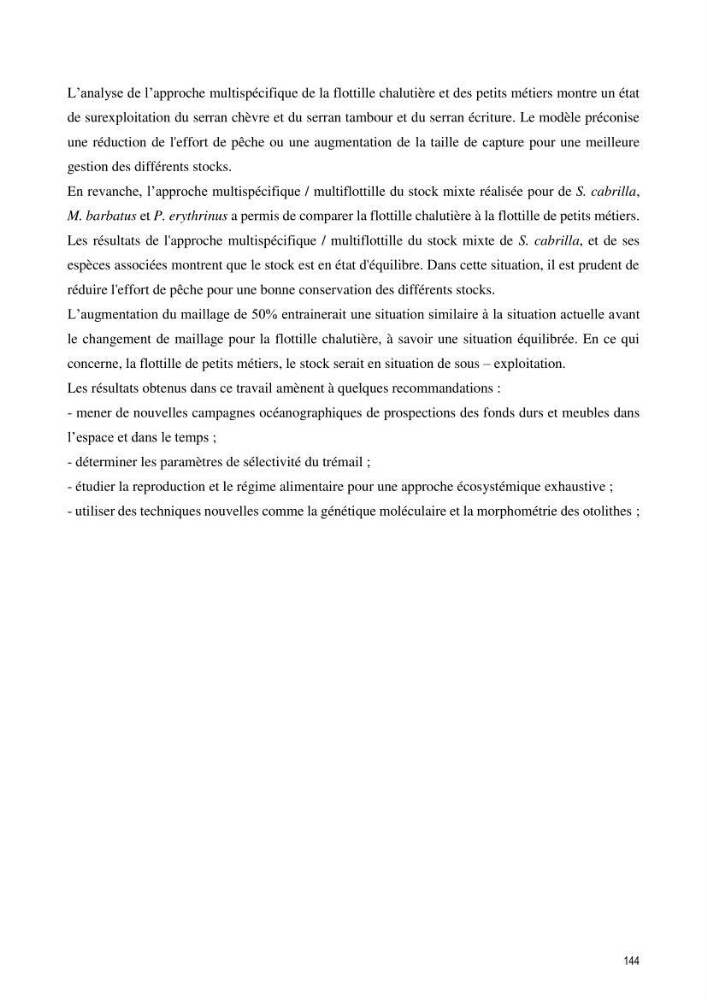 Approche écosystémique de la pêcherie artisanale de la baie de Bou Ismail : cas des serrans (Osteichthyens, Serranidae)