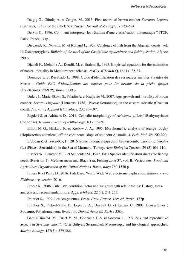 Approche écosystémique de la pêcherie artisanale de la baie de Bou Ismail : cas des serrans (Osteichthyens, Serranidae)
