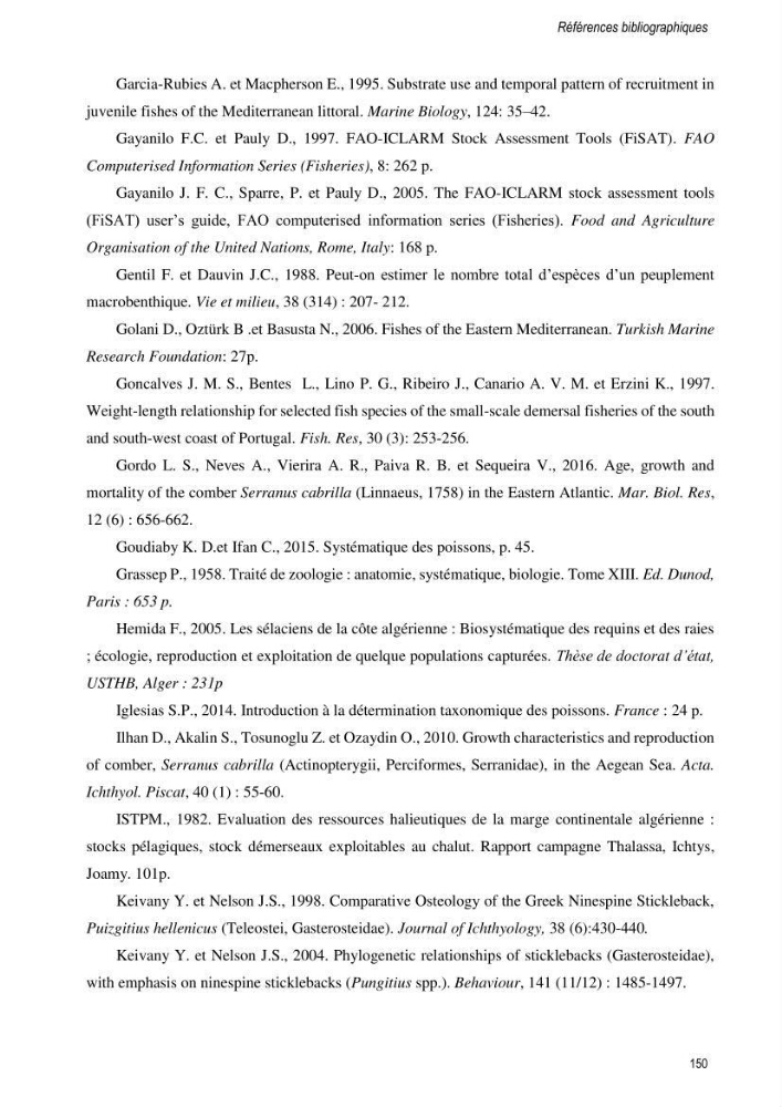 Approche écosystémique de la pêcherie artisanale de la baie de Bou Ismail : cas des serrans (Osteichthyens, Serranidae)
