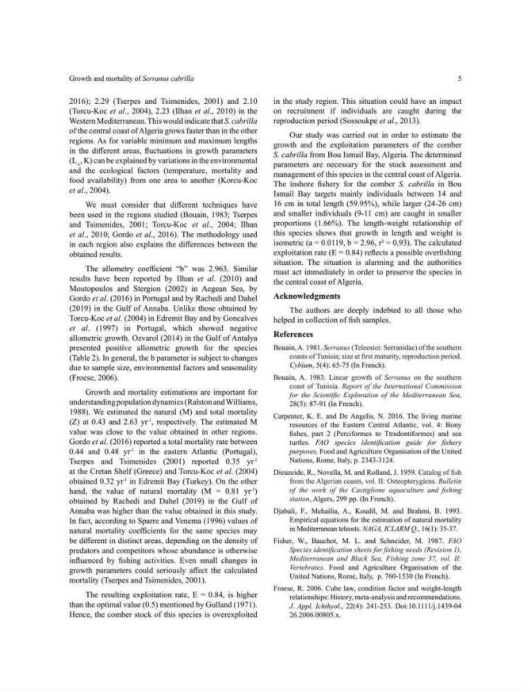 Approche écosystémique de la pêcherie artisanale de la baie de Bou Ismail : cas des serrans (Osteichthyens, Serranidae)