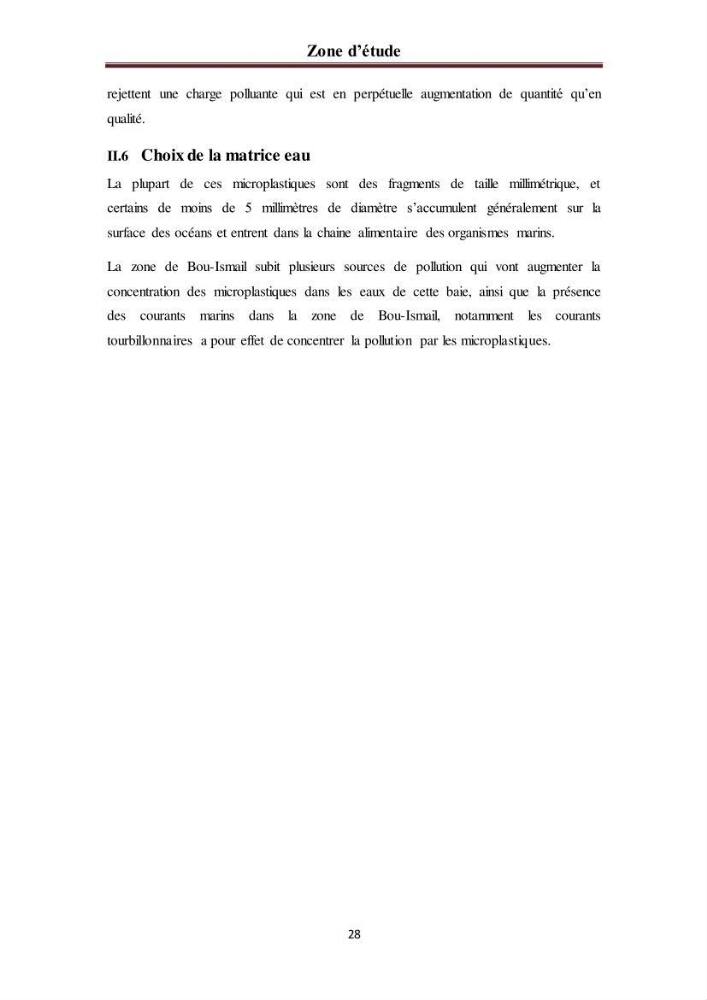 Evaluation quantitative des microplastiques dans la baie de Bou-Ismail
