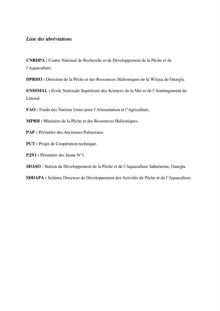 Intégration de l\'Aquaculture à l\'agriculture en Algerie. Cas de la wilaya de Ouargla