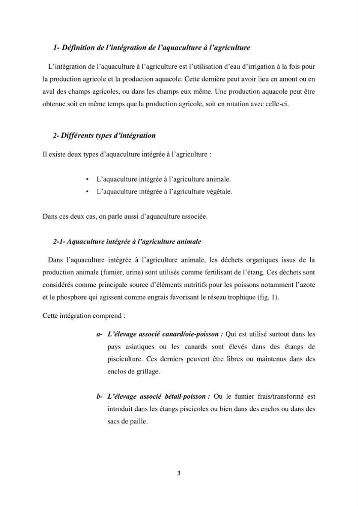 Intégration de l\'Aquaculture à l\'agriculture en Algerie. Cas de la wilaya de Ouargla