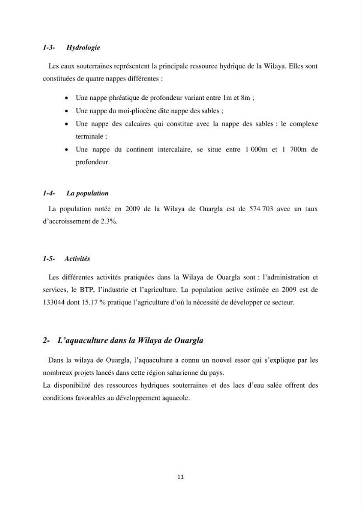 Intégration de l\'Aquaculture à l\'agriculture en Algerie. Cas de la wilaya de Ouargla