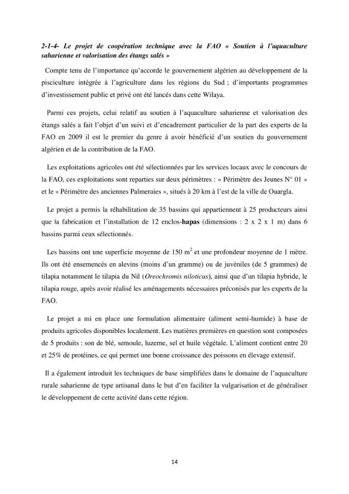 Intégration de l\'Aquaculture à l\'agriculture en Algerie. Cas de la wilaya de Ouargla