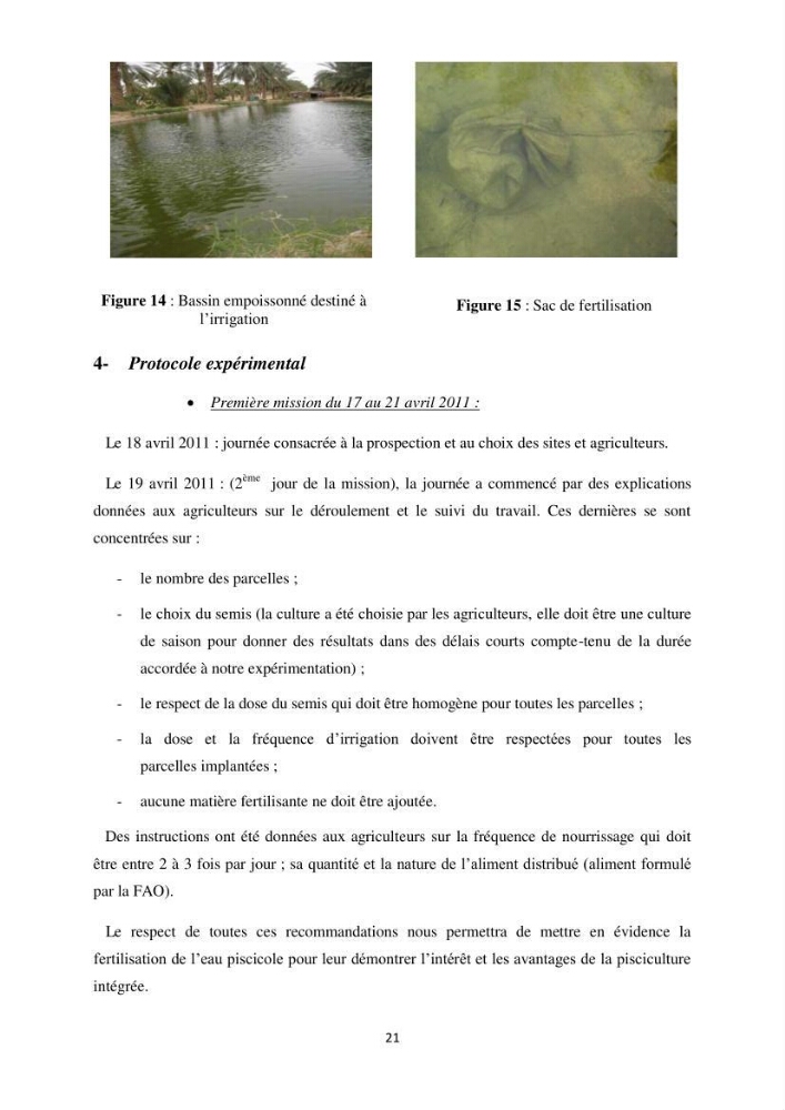 Intégration de l\'Aquaculture à l\'agriculture en Algerie. Cas de la wilaya de Ouargla