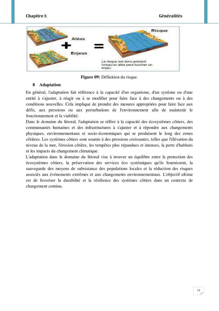 Evolution spatio-temporelle du littoral de la baie d\'El Djamila prévisions des risques et adaptation